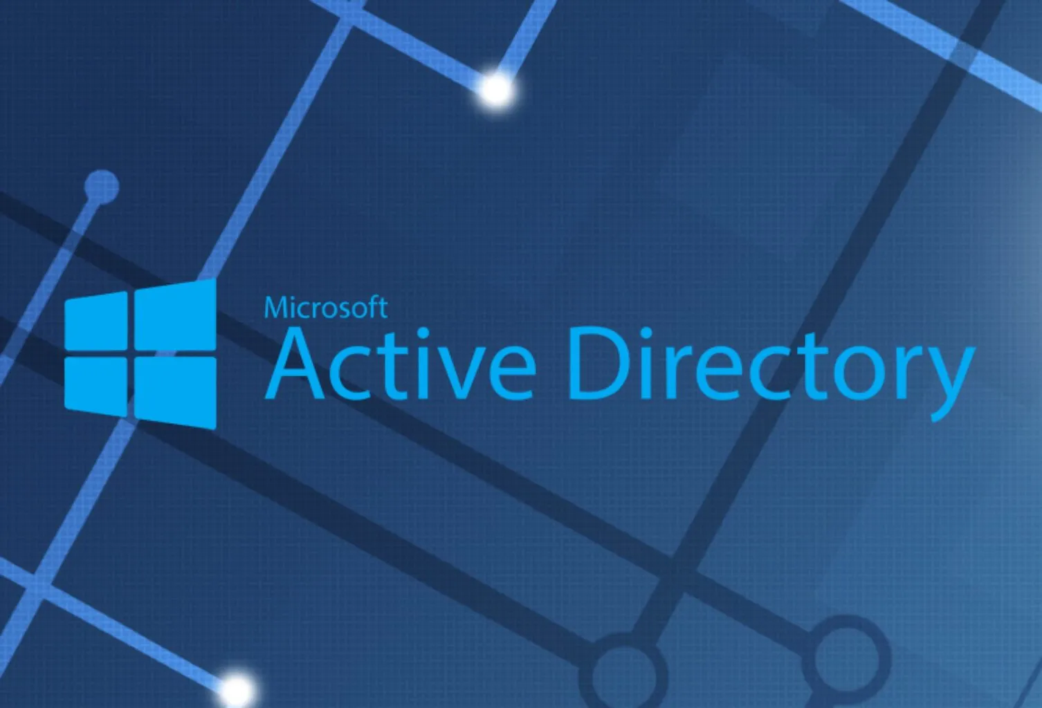 Microsoft Active Directory logosu ve bağlantı ağı grafiği
