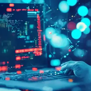 Dizüstü bilgisayarda kod inceleyen kişinin yakın planı